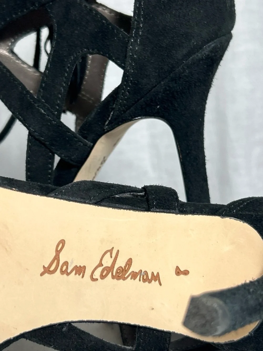 Sam Edelman | Black Suede Lace-Up | High Heel Sandals | Tassel | Size 8